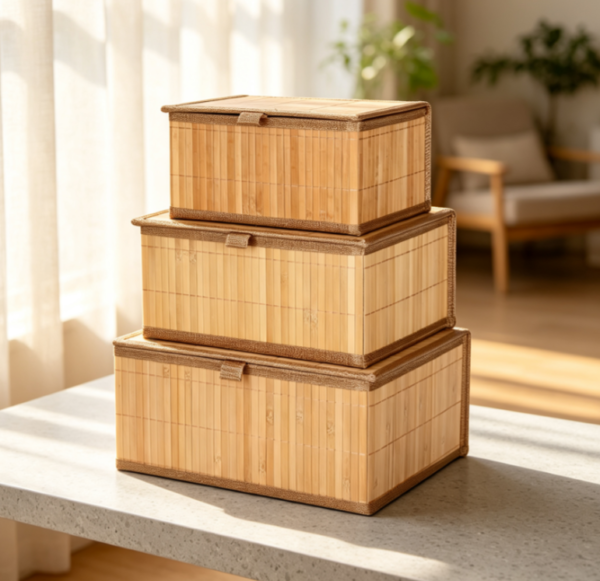 Bamboo Decorative Storage Boxes with Lids for Organization
