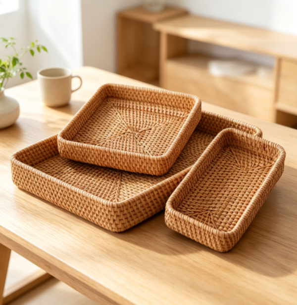 Rectangle Woven Storage Trays for Kitchen and Decor