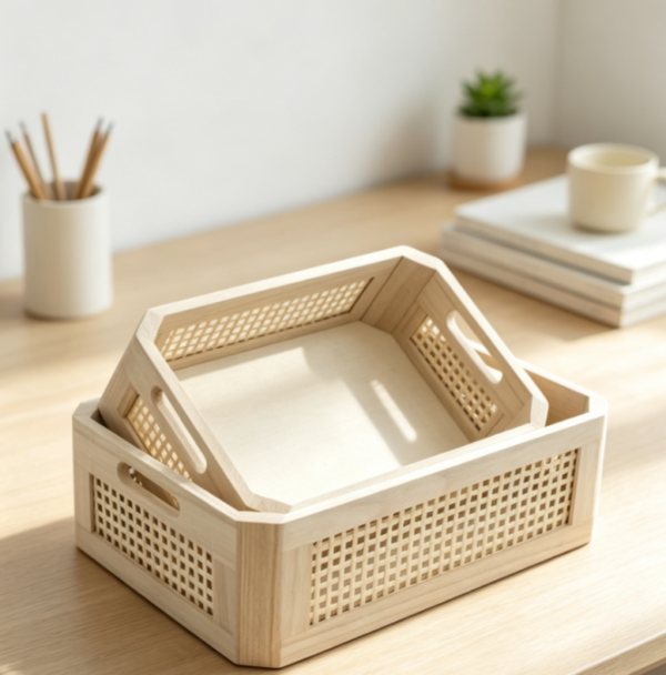 Natural Bamboo Storage Basket for Decorative Storage