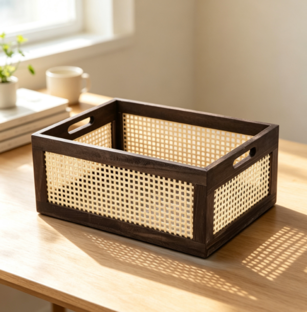 Bamboo Wicker Storage Basket for Organizing Items