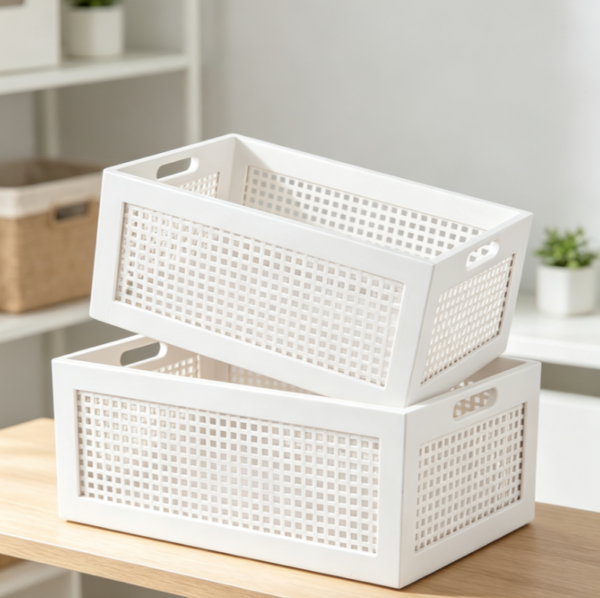 Wooden Storage Basket for Desk Drawer Organization
